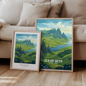 Póster de la Isla de Skye Póster de viaje de Escocia Gran Bretaña I Regalo Viaje Naturaleza Senderismo Paisaje | Impresión de viaje | decoración de pared retro
