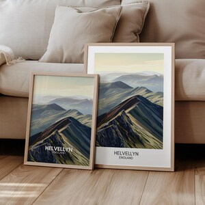 Póster de la montaña Helvellyn Lake District Inglaterra Póster de viaje Gran Bretaña I Regalo Senderismo Viaje Montaña Pico Naturaleza Paisaje | Impresión de viaje