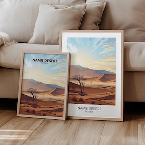 Namibia Poster Namib Desert Africa Travel Poster | Gift Travel Landscape Nature Adventure Wanderlust | Travel Print | Retro Wall Art