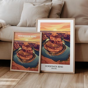 Horseshoe Bend Poster Arizona Reiseposter USA I Geschenk Reisen Natur Landschaft | Wandkunst | Retro Wandbild