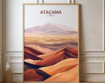 Atacama Desert Poster Chile Travel Poster South America | Gift Travel Nature Landscape | Travel Print | Retro Wall Decoration