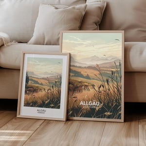 Allgäu Poster Bayern Reiseposter Deutschland | Geschenk Reisen Wandern Natur | Retro Wanddekoration  | Reisedruck Wandkunst