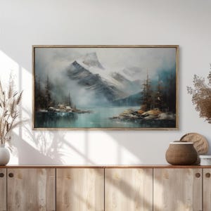 FRAME TV Art Vintage Öl Gemälde Wandbild Berg Landschaft See Kanada TV Kunst | digitaler Download