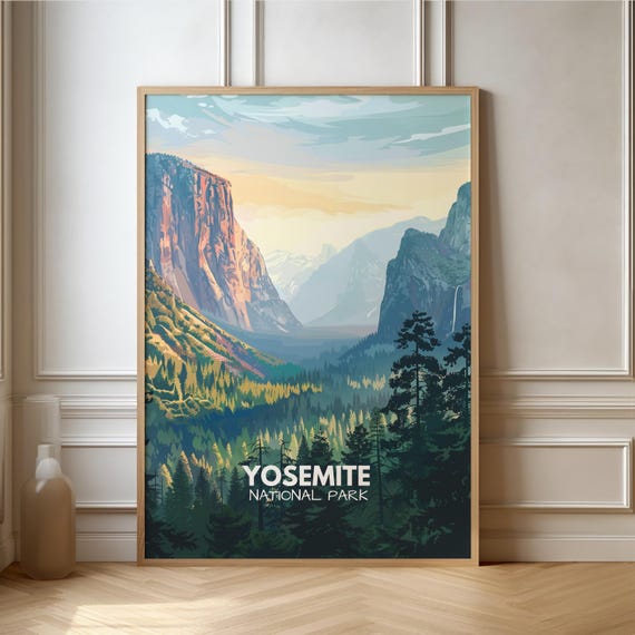 Yosemite Poster Nationalpark USA Kalifornien Reiseposter I Geschenk Reisen Wandern Natur Landschaft | Reisedruck | Retro Wanddekoration