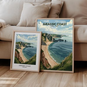 Póster de la costa del Jura, Gran Bretaña, Inglaterra, póster de viaje | Regalo Viajes Naturaleza Paisaje | arte de viaje | Arte de pared retro | Impresión artística