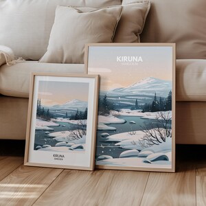 Kiruna Poster Schweden Skandinavien Reiseposter | Geschenk Reisen Wandern Natur Landschaft | Reisedruck | Retro Wandbild