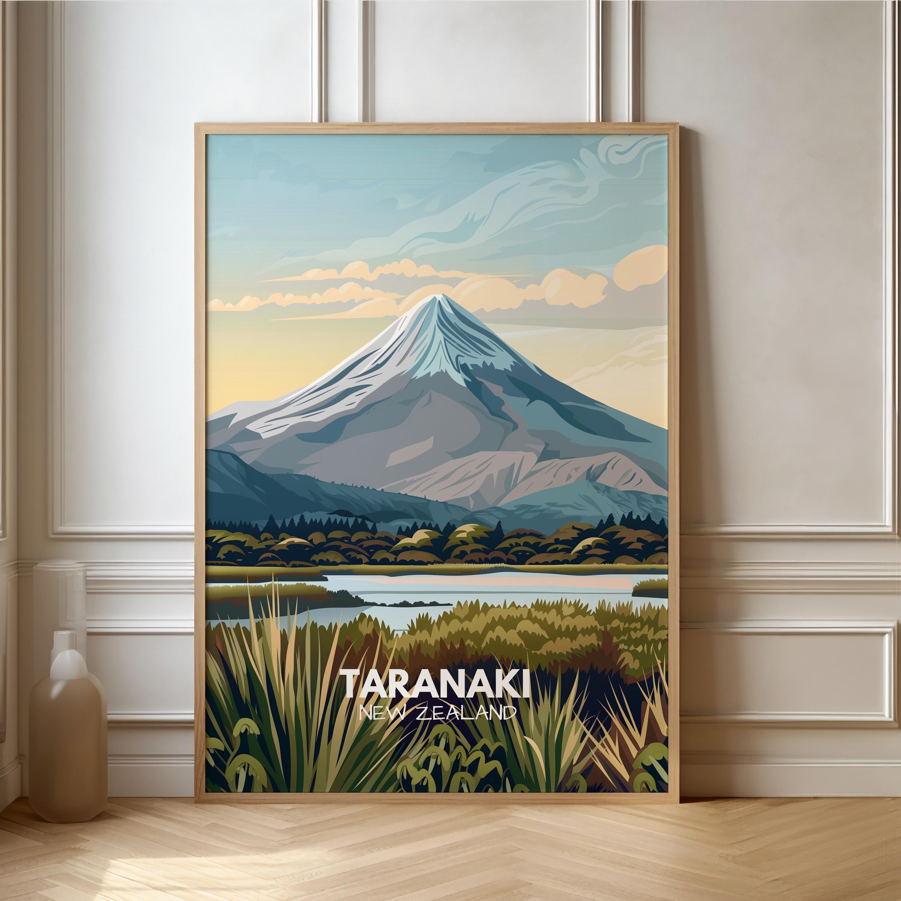 Mt. Egmont Taranaki ‘New Zealand’ poster Taranaki Poster Mountain New Zealand Travel Poster Egmont National