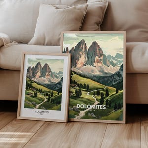 Dolomiten Poster Südtirol Reiseposter Italien I Geschenk Reisen Landschaft Wandern Berge | Reisedruck| Retro Wandbild