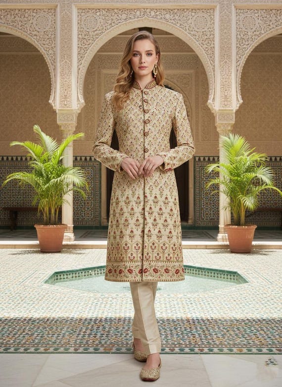 chinese dress ladies Buy Black Beauty Women Knee Length Rayon Gown with Traditional Work. Jodhpuri  Gown which Gives Party and Casual wear Advantage of Stylish Looking.  (X-Large) at Amazon.in main image 1