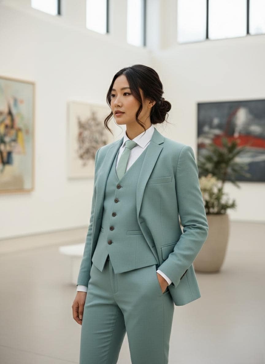 Custom Sage Green 5-Piece Suit