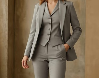 Women's Formal Suit: Grey Two-piece Set - Custom Fit Blazer and Pants - Etsy