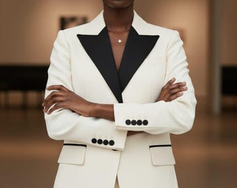 WHITE  Women’s 2 Piece Suit | Blazer & Pants | Custom Tailored Formal Outfit