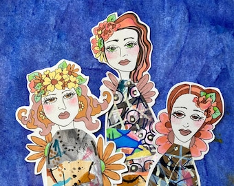 Collage Paper Dolls Book Markers Mixed Media Junk Journaling Ephemera DIGITAL COPY