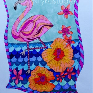 flamingo adult coloring page instant digital download