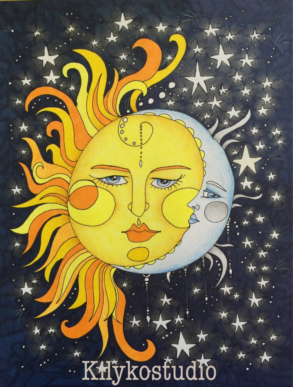 Sun Moon And Stars Coloring Page