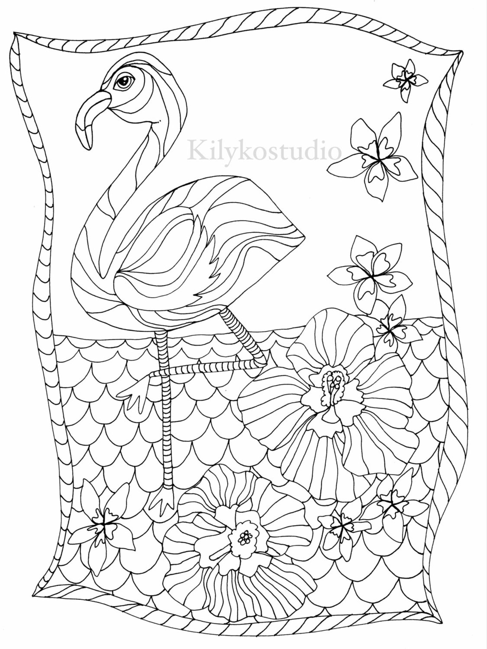 Flamingo Adult Coloring Page Instant Digital Download - Etsy