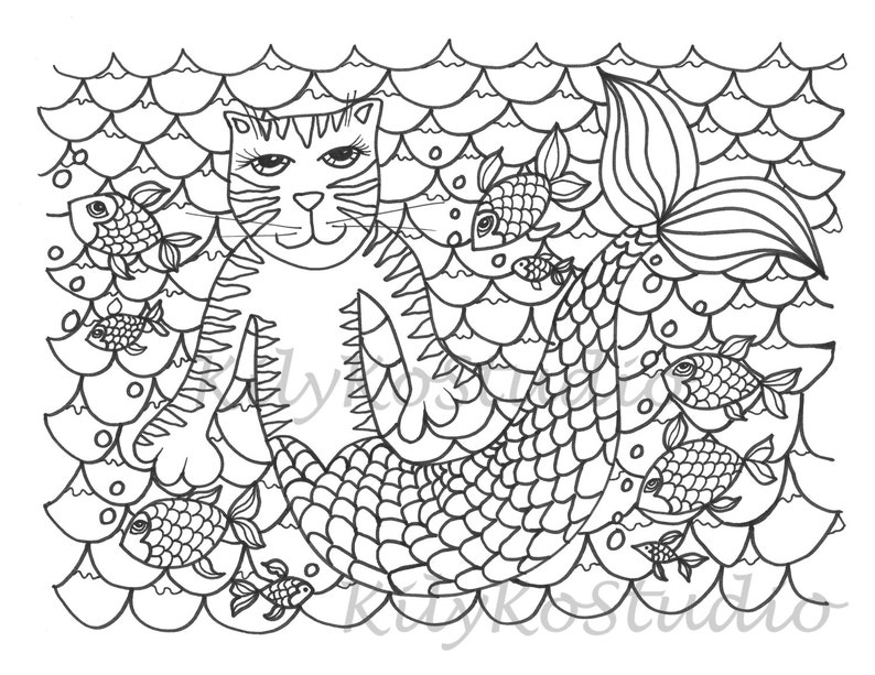 mermaid-cat-coloring-page-digital-instant-download-etsy