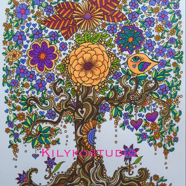 Tree of life coloring page instant download printable pdf art for coloring in