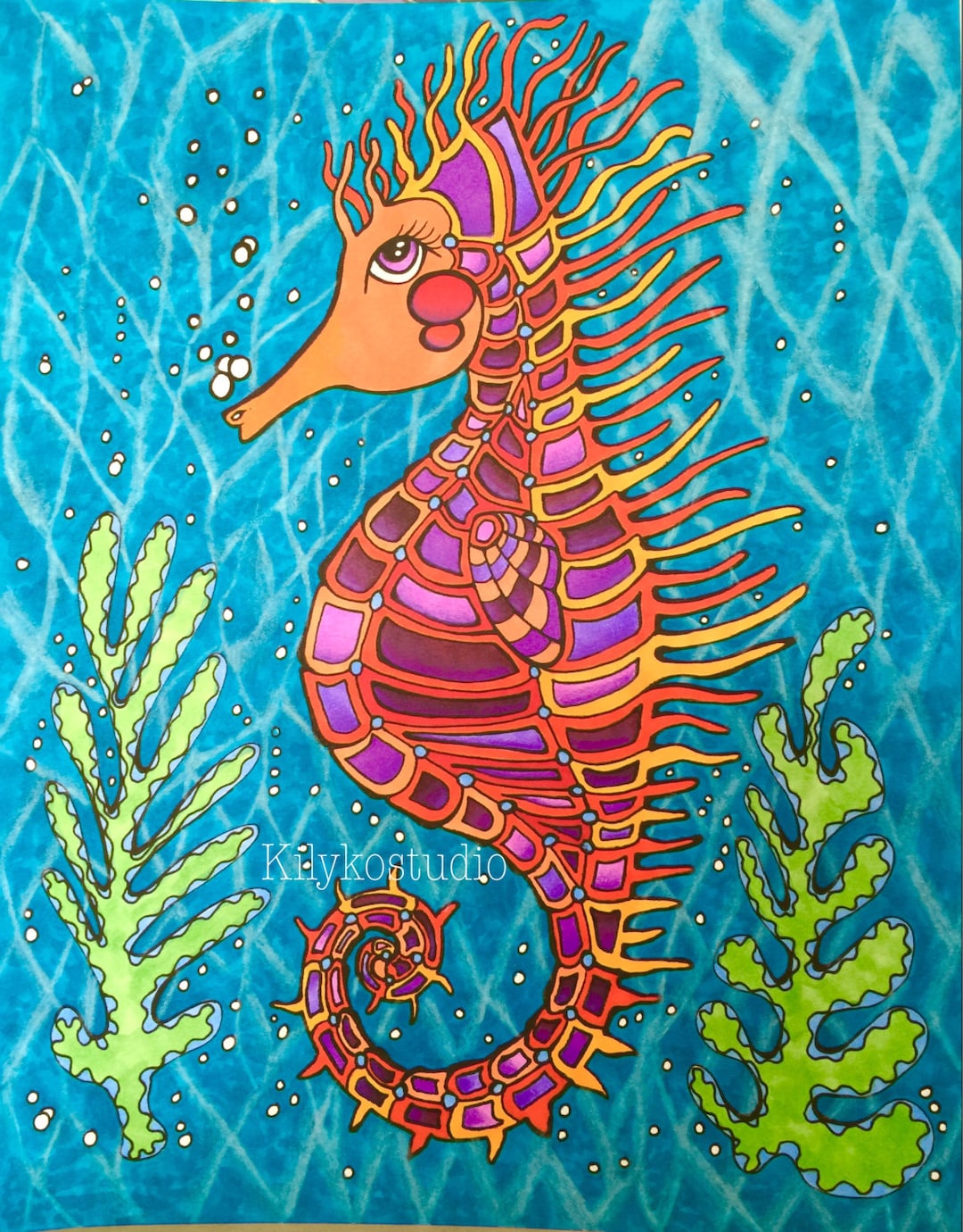 Sea Horse Adult Coloring Page Instant Digital Download Pdf - Etsy