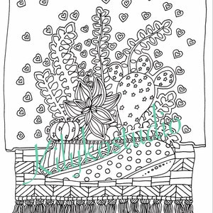 succulent cactus still life adult coloring page instant digital download pdf zdjęcie 3