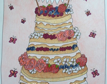 strawberry art fancy cake digital coloring page roses berries strawberry shortcake dessert art birthday cake
