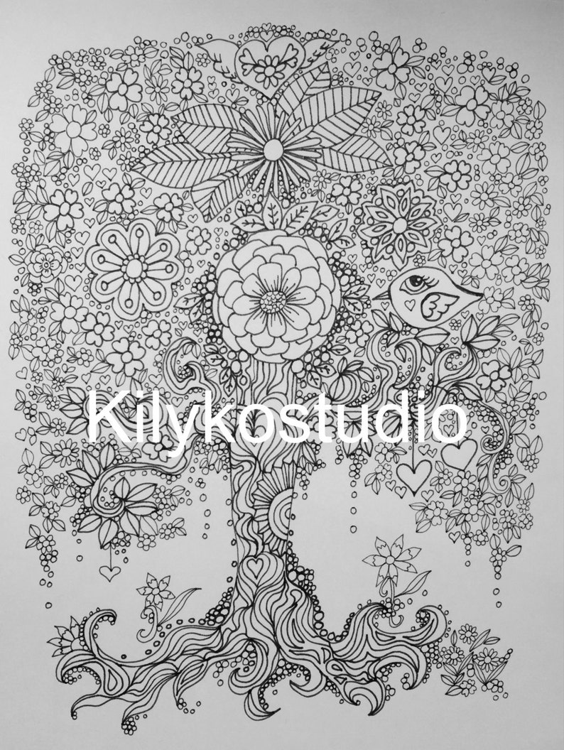 Tree of life coloring page instant download printable pdf art | Etsy