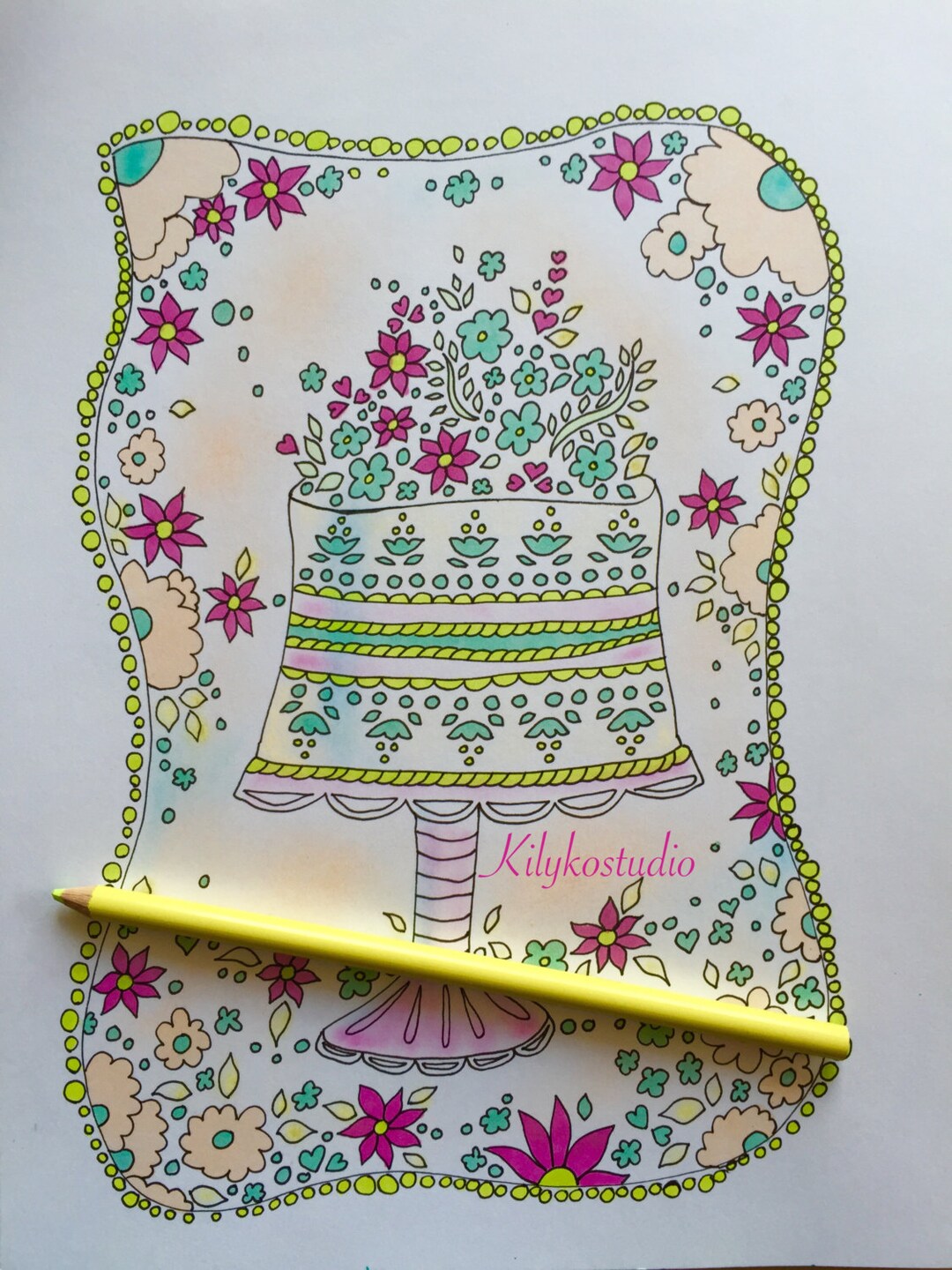 Cake Stand Adult Coloring Page Instant Digital Download Wedding Cake ...