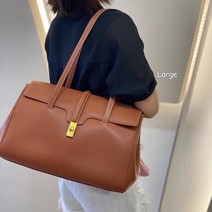 Large Leather Tote Bag,Minimal Shoulder Bag,Women Shoulder Bag,Cowhide Bag