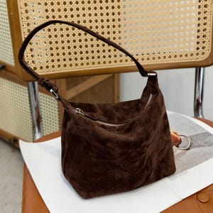 Suede Small Totes,Genuine Leather Shoulder Bag,Timeless Leather Bag