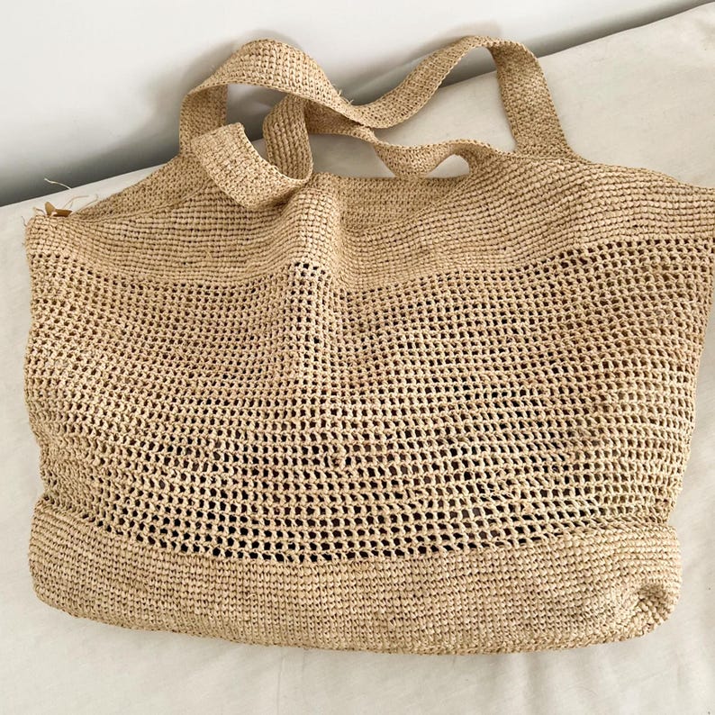 Large Raffia Tote Bag, Handwoven Shoulder Bag, Women's Straw Bag, Beach Bag image 6