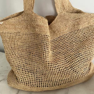 Large Raffia Tote Bag, Handwoven Shoulder Bag, Women's Straw Bag, Beach Bag image 4
