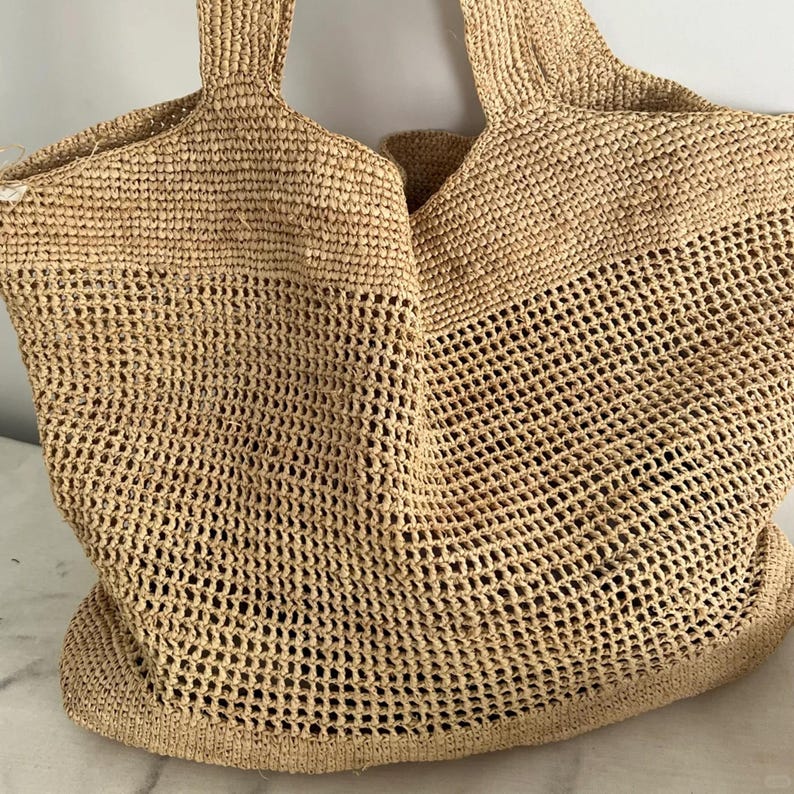 Large Raffia Tote Bag, Handwoven Shoulder Bag, Women's Straw Bag, Beach Bag image 4