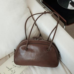 Minimale Leder Tragetasche Boston Bag, Frauen Handtasche, Schultertasche, Pendlertasche
