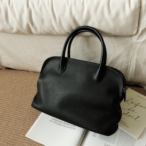 Minimalistische Ledertasche, große Handtasche, Rindsleder Umhängetasche, Damenledertasche