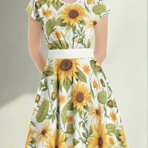 【新品タグ付き】 Sunflower-Printed Midi Dress XS Feinuhan Womens Sunflower Print Dress Spaghetti Strap Floral