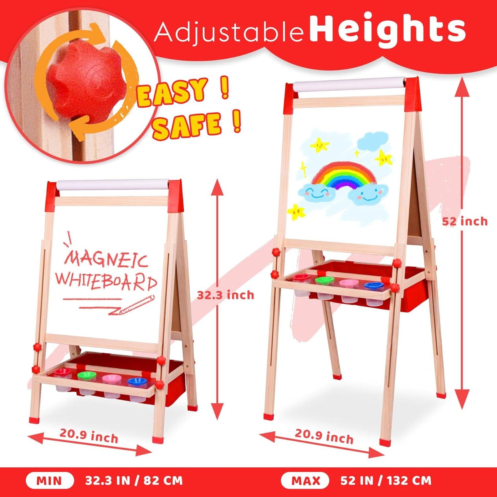 Wood Kids Art Easel, Kids Drawing Kit, Double Sided Toddler Easels Kids Chalkboard Kid Easel ...