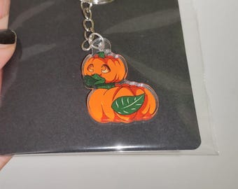 Pumpkin Duck Acrylic Keyring | Hand-Drawn Halloween Charm