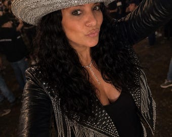 Wunderschöner, handgefertigter Party-Cowboyhut mit Strasssteinen