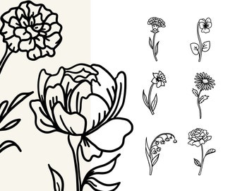 12 Mês de Nascimento Flor SVG PNG, Flores de Aniversário, Clip Art de Flores de Nascimento, Flores Silvestres svg, Clipart de Flores, Margarida svg, Flores de Nascimento svg