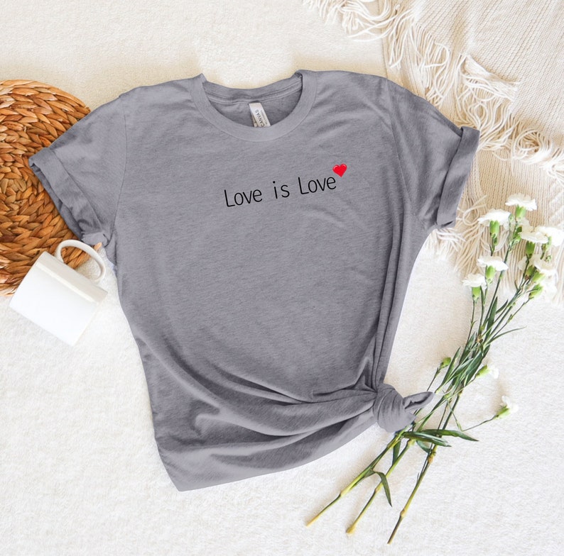 Love is Love T-shirt, Red Love Heart T-shirt, Simple Love Message, Gift ...
