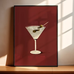 Martini-Druck, trendige Alkoholkunst, Martini-Geschenk, Retro-Bar-Warenkorb-Druck, Dirty Martini Art, Martini Poster, Kitchen Bar Display, Cocktail