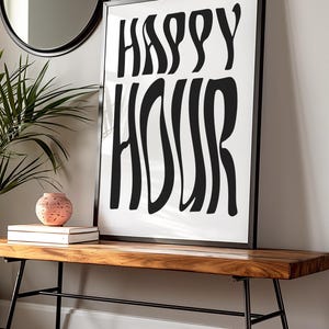 Happy Hour Print | Trendy Alcohol Art | Drinks Poster | Home Bar | Elegant Wall Art | Bar Cart Accessories | Home Decor | MULTIPLE STYLES