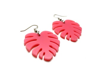 Summery Pink Leaf Earrings