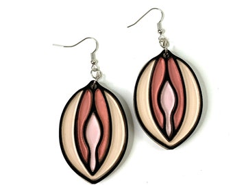 Acrylic Feminist Vulva Earrings - Light Skin Tone