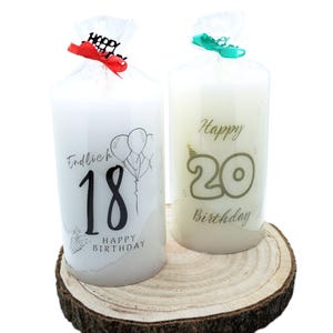 Geburtstagskerze | handgemachte Kerze | Stumpe | liebevolle Geschenkidee | 18./ 20./30./ 40./ 50./ 60./ 70./ 80. Geburtstag | mit Verzierung