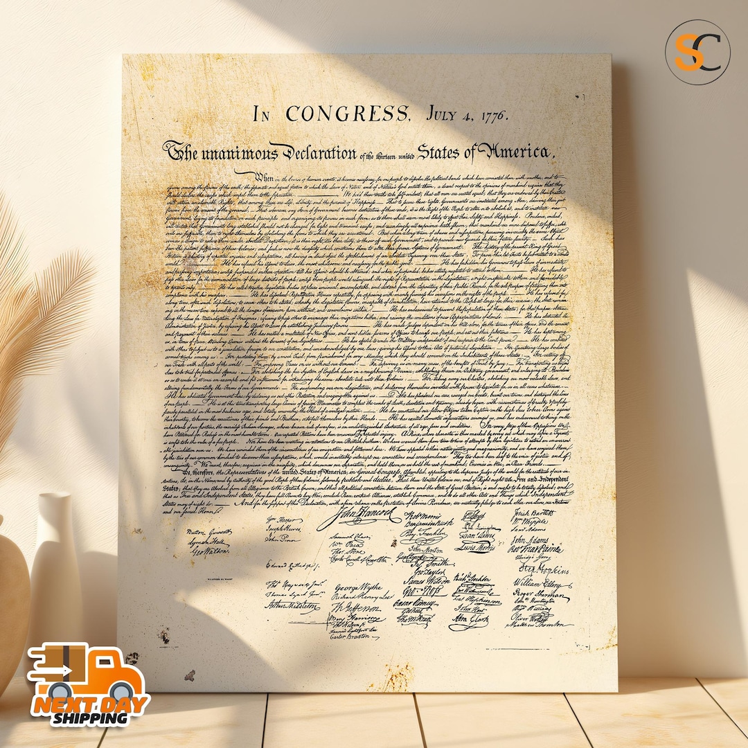 Declaration of Independence Print – Vintage Patriotic Wall Art, 4th of ...