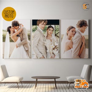 Custom 3‑Panel Photo Canvas Split | Personalized Triptych Wedding or Couple Gift | Anniversary Wall Decor