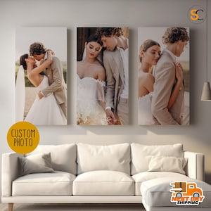 Custom 3-Panel Canvas Wall Art from Your Photo - Personalized Split Canvas Print for Home, Wedding, Couple, or Anniversary Gift