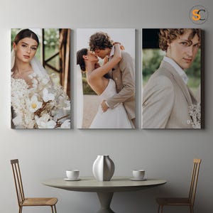 Custom Photo 3‑Panel Split Canvas – Personalized Triptych Wall Art for Home, Wedding, Couple & Anniversary Gifts