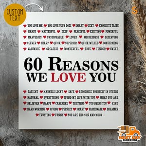 60 Reasons We Love You Poster With Pictures Template, Printable 60th Birthday Gift for Him or Her Editable, Personalized 60th Birthday Decor